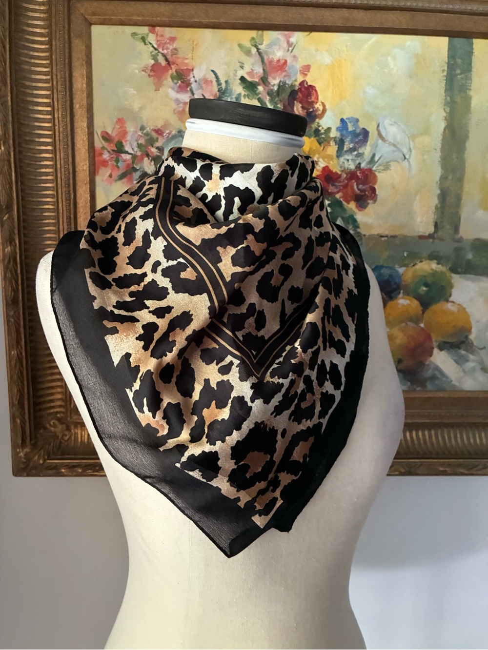 Set of 2 Vintage Mobwife Animal Print Scarves Purse Hair Accessories